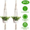 2Pcs Plant Hanger Flowerpot Net Bag 40in Cotton Rope Plant Hangers 4Legs Plant Hanger