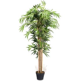 5-Feet Artificial Bamboo Silk Tree Indoor-Outdoor Decorative Planter