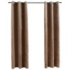 Blackout Curtains with Rings 2 pcs Beige 37"x63" Velvet