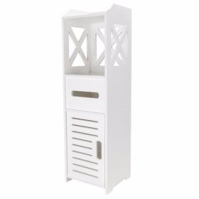 Waterproof Single Door Two Tier Bathroom Cabinet White