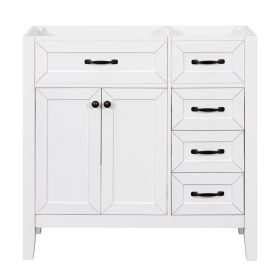 36" Bathroom Vanity without Sink; Cabinet Base Only; Bathroom Cabinet with Drawers; Solid Frame and MDF Board; White