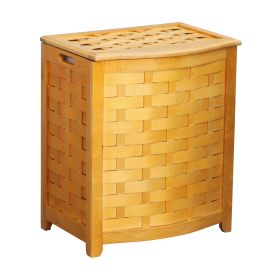 Oceanstar Natural Finished Bowed Front Veneer Laundry Wood Hamper with Interior Bag BHV0100N