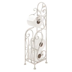 Benzara Classic Free standing Metal Toilet Paper Holder, Off White