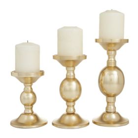 The Novogratz 3 Candle Gold Aluminum Pillar Candle Holder, Set of 3