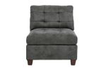 Living Room Furniture Tufted Armless Chair Antique Grey Breathable Leatherette 1pc Cushion Armless Chair Wooden Legs