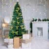 6.5ft Pre-Lit Fiber Optical Christmas Tree with Bow Shape Color Changing Led Lights&260 Branch Tips