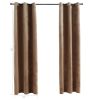 Blackout Curtains with Rings 2 pcs Beige 37"x63" Velvet