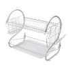 Multifunctional S-shaped Dual Layers Bowls & Dishes & Chopsticks & Spoons Collection Shelf Dish Drainer XH