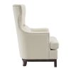 Button Tufted Wing-Back Accent Chair 1pc Beige Fabric Upholstered Pillow Solid Wood Traditional Living Room Furniture