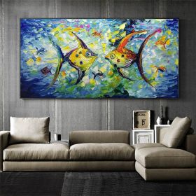 Modern Colorful Small Fish Abstract Wall Art Picture Poster Canvas Painting Living Room Home Office Decor (size: 90x180cm)