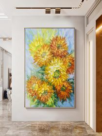 Poster Print Floral Vase Oil Painting Canvas Art Modern Wall Picture for Living Room Vincent Van Gogh Golden Sunflower (size: 50x70cm)