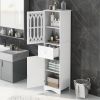 Tall Bathroom Cabinet;  Freestanding Storage Cabinet with Drawer and Doors;  MDF Board;  Acrylic Door;  Adjustable Shelf