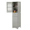 Tall Bathroom Cabinet;  Freestanding Storage Cabinet with Drawer and Doors;  MDF Board;  Acrylic Door;  Adjustable Shelf