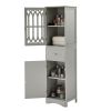 Tall Bathroom Cabinet;  Freestanding Storage Cabinet with Drawer and Doors;  MDF Board;  Acrylic Door;  Adjustable Shelf