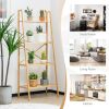 Living Room 4-Tier Bamboo Ladder Display Shelf Storage Rack Plant Flower Stand