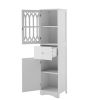 Tall Bathroom Cabinet;  Freestanding Storage Cabinet with Drawer and Doors;  MDF Board;  Acrylic Door;  Adjustable Shelf